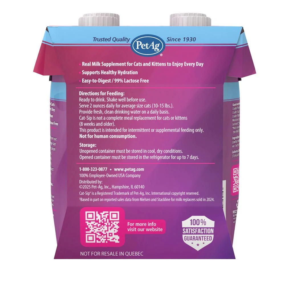 PetAg Cat-Sip Real Milk Treat - Ready to Feed Snack for Cats - 4 Pack - Image 2