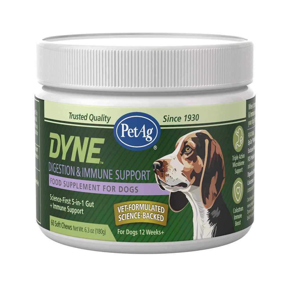 PetAg Dyne Digestion & Immune Support Soft Chews with Probiotics for Dogs, 60 ct