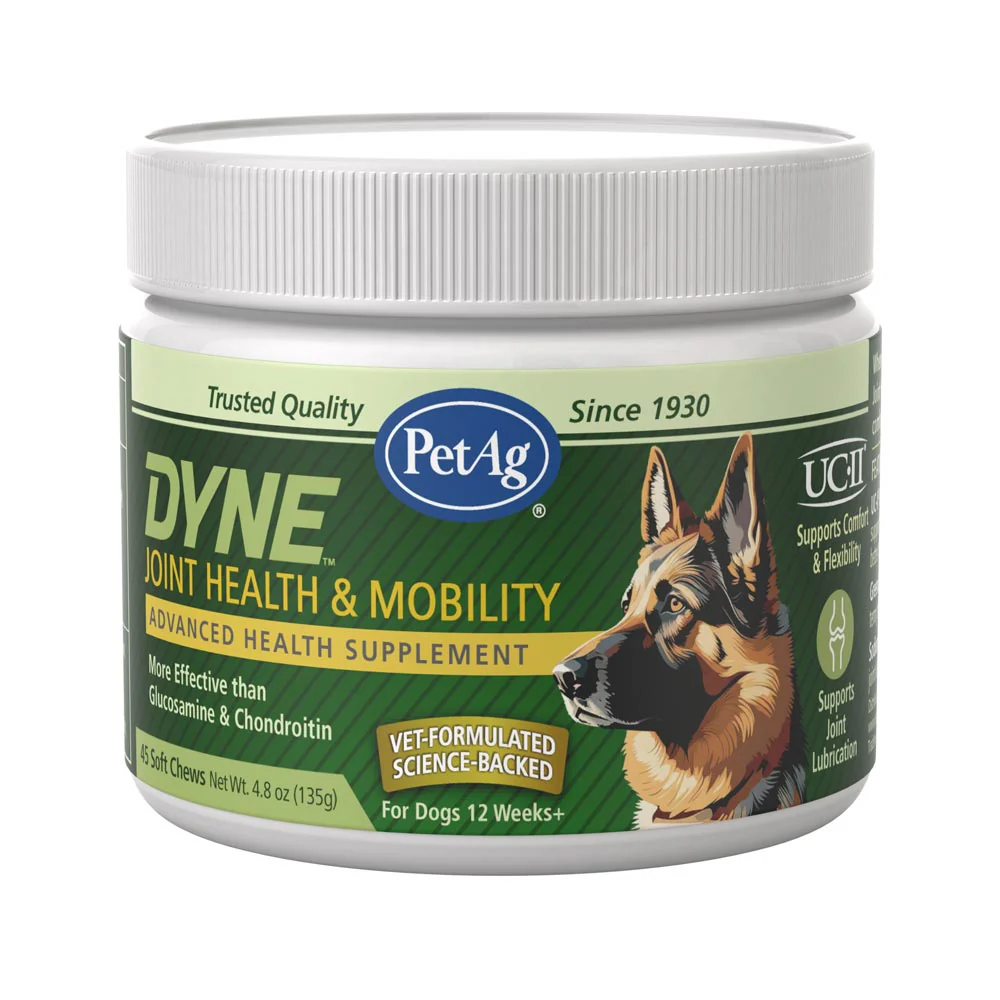 PetAg Dyne Joint Health & Mobility Soft Chews for Dogs – Chicken Liver Flavor, 45 Count