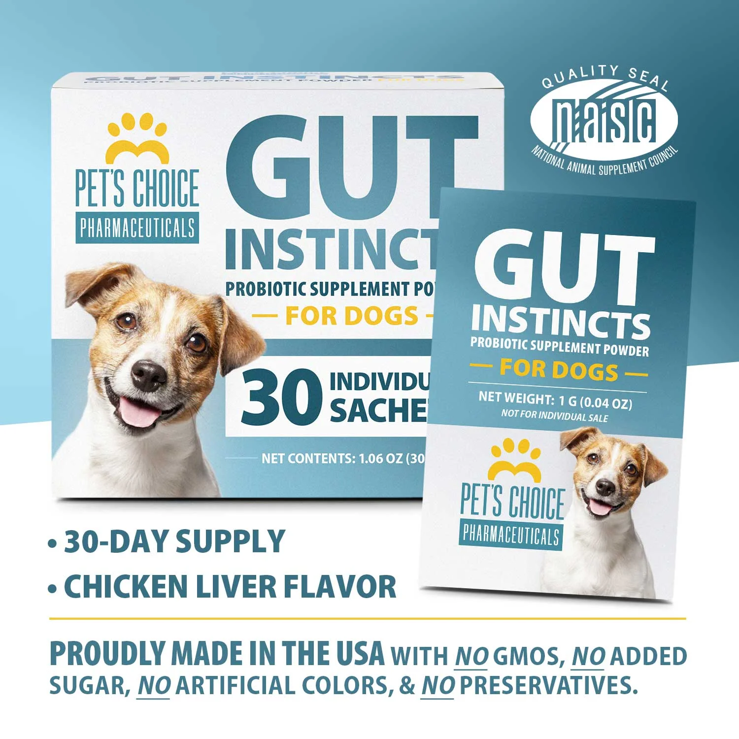 Pet's Choice Gut Instincts Probiotic Powder Packets for Dogs – Daily Digestive & Immune Support, 30 Count - Image 2