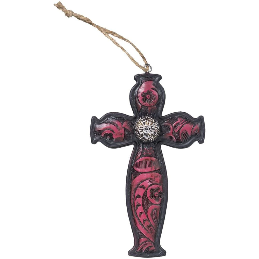 Pink Paisley Cross Ornament - Image 1