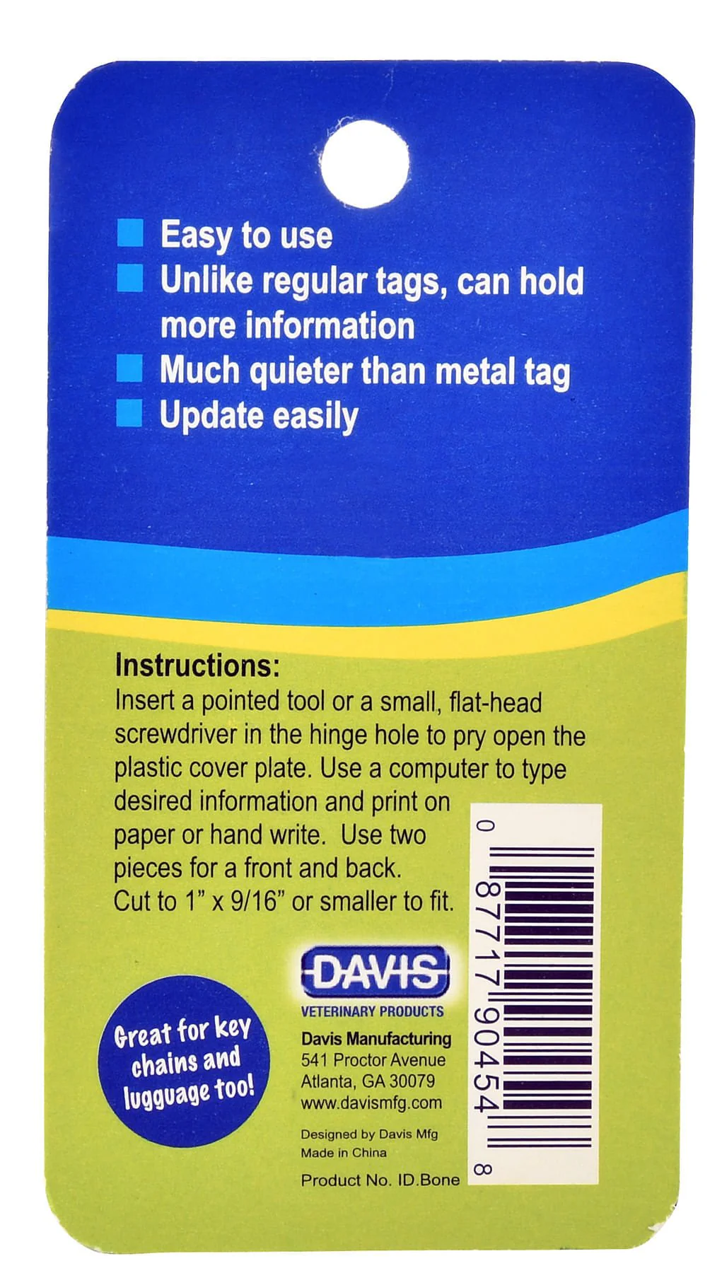 Plastic Bone I.D. Tag, Clear - Image 3