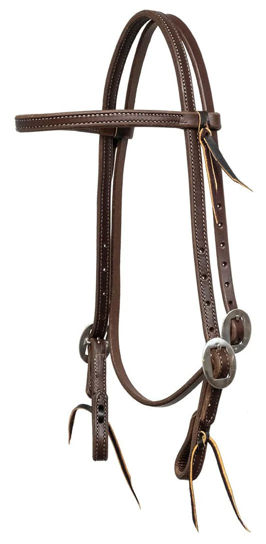 Jeffers Poplar Head Premium Doubled & Stitched Oiled Harness Browband Headstall - Image 1