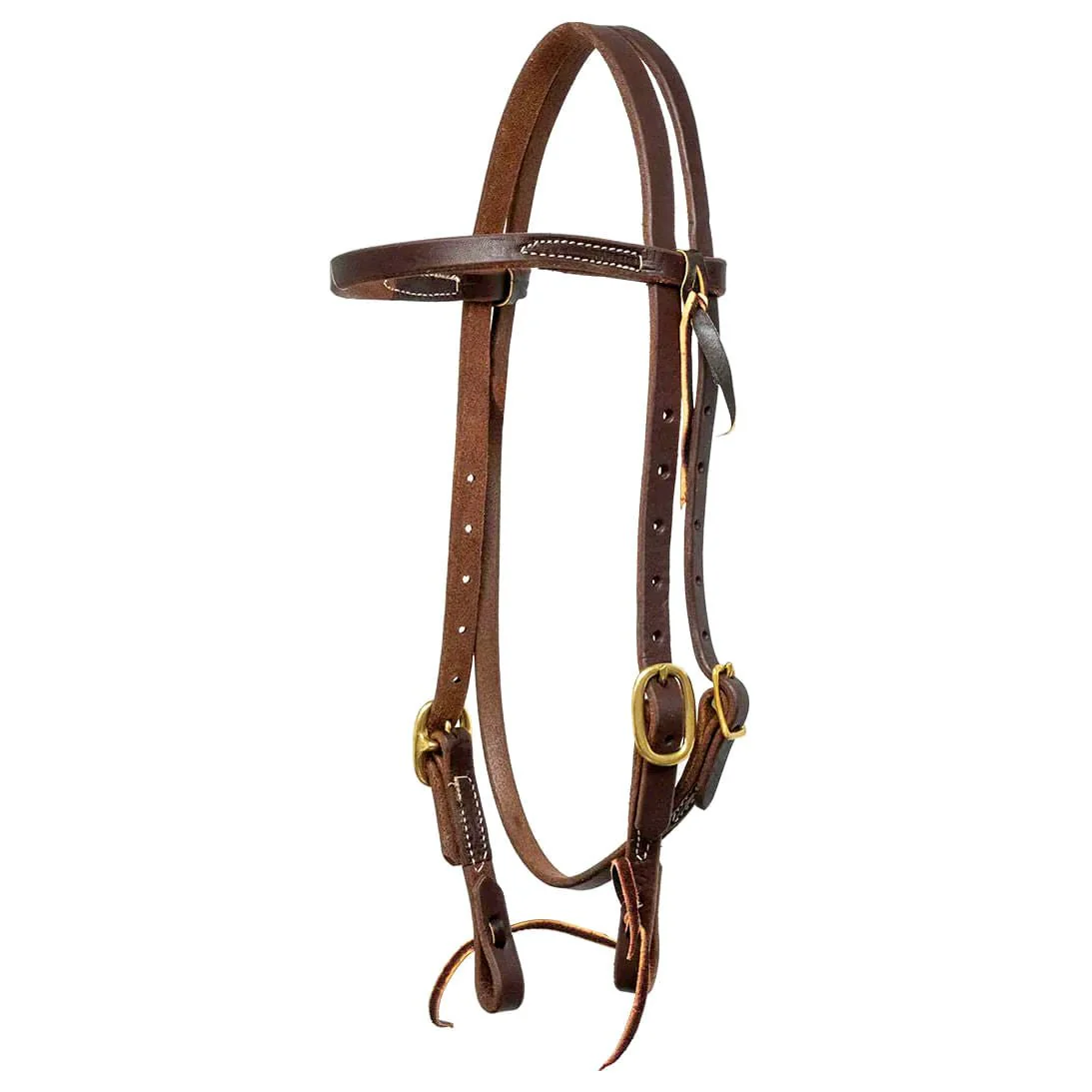 Jeffers Poplar Head Saddlery Oiled Harness Leather Browband Headstall with Waterloop Ends - Image 1