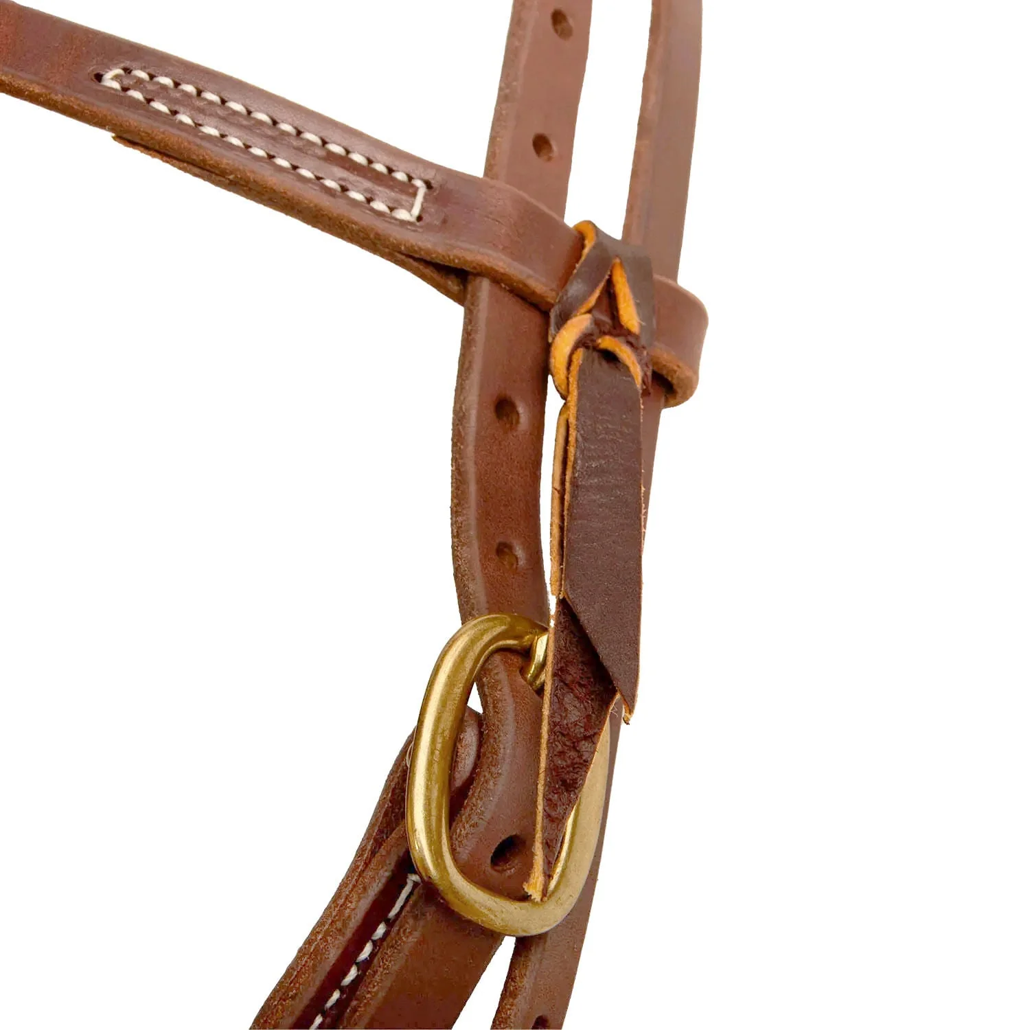 Jeffers Poplar Head Saddlery Oiled Harness Leather Browband Headstall with Waterloop Ends - Image 2
