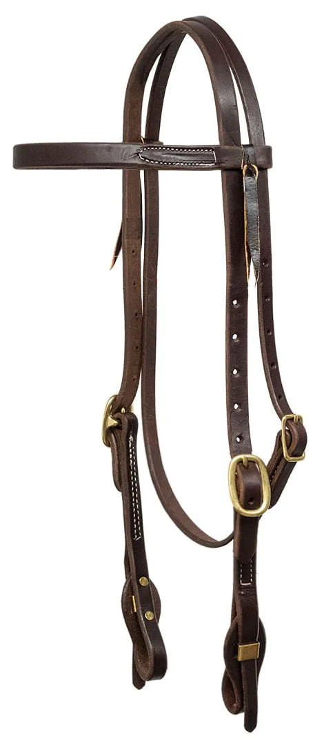 Jeffers Poplar Head Saddlery Oiled Harness Leather Browband Headstall with Easy-Change Slot Ends - Image 1