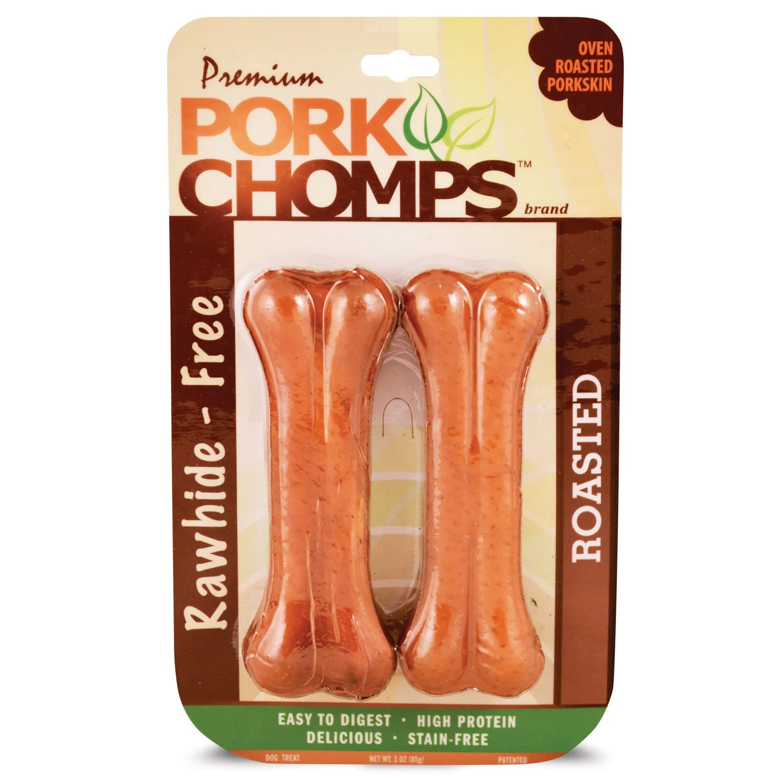 Pork Chomps Roasted Pressed Pork Skin Dog Chew Bone - Rawhide Free - Image 1