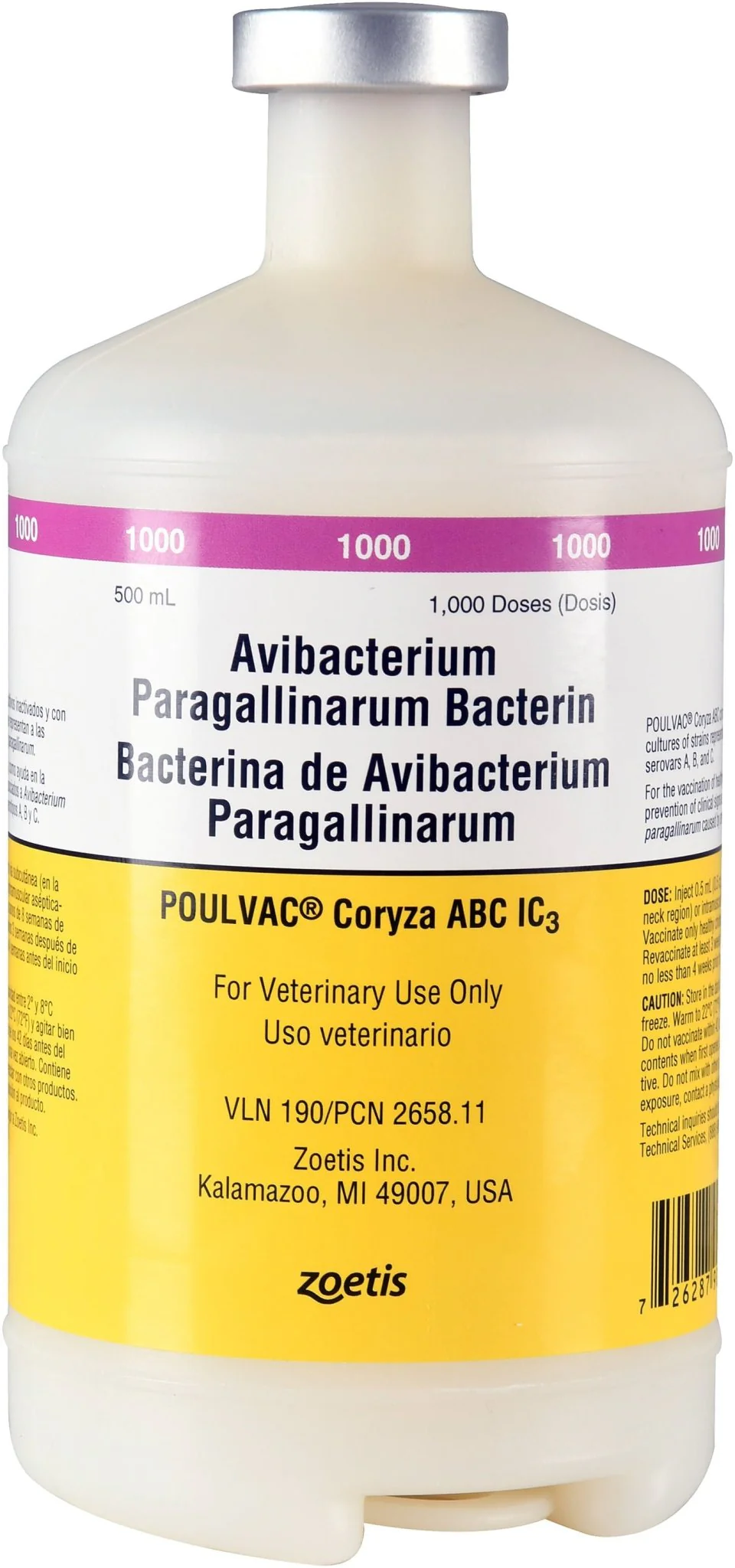 POULVAC Coryza ABC IC3 Poultry Vaccine (Haemophilus Paragallinarum Bacterin), 500 mL - Image 1