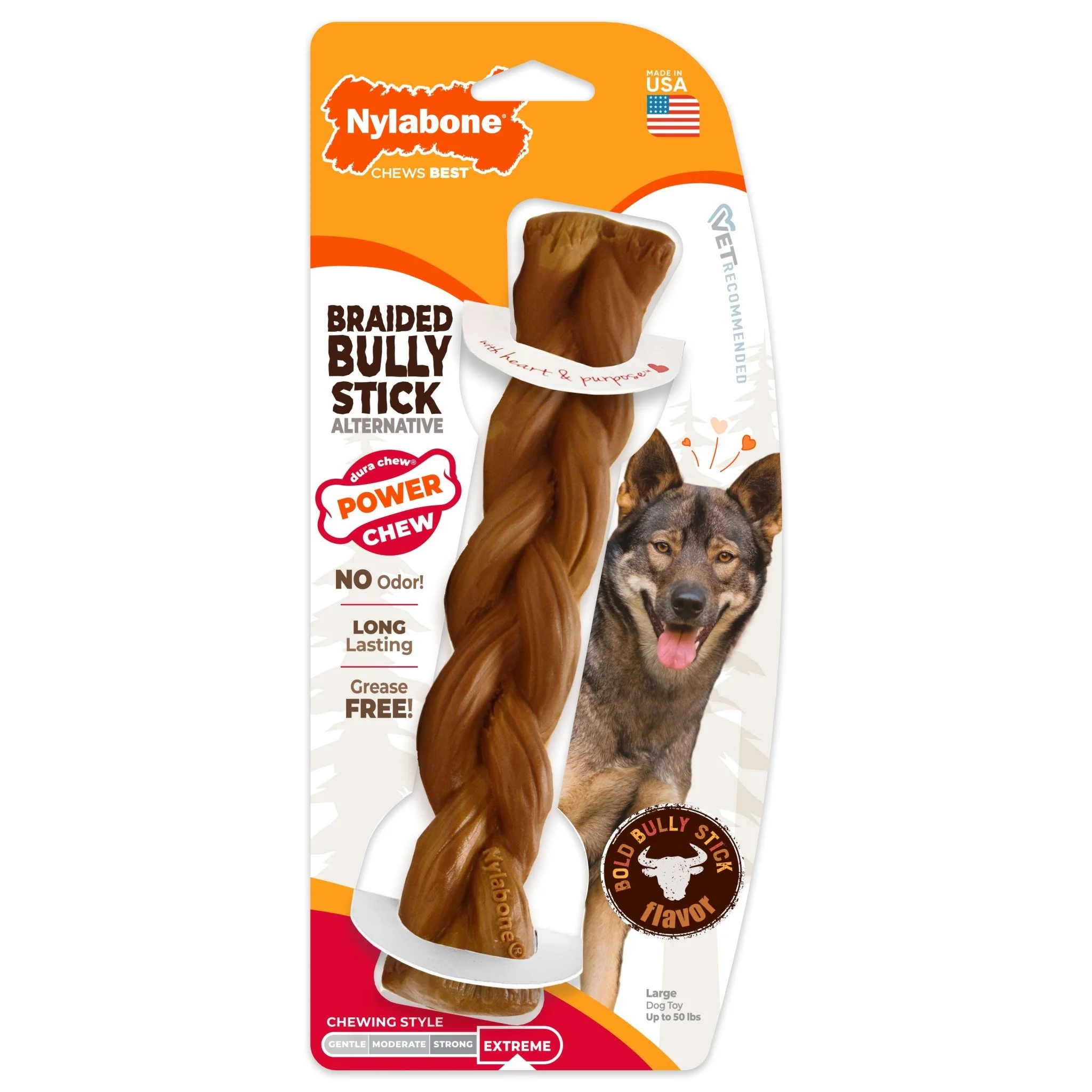 Power Chew Braided Bully Stick Alternative Chew Toy, Large/Giant, Up to 50 lbs