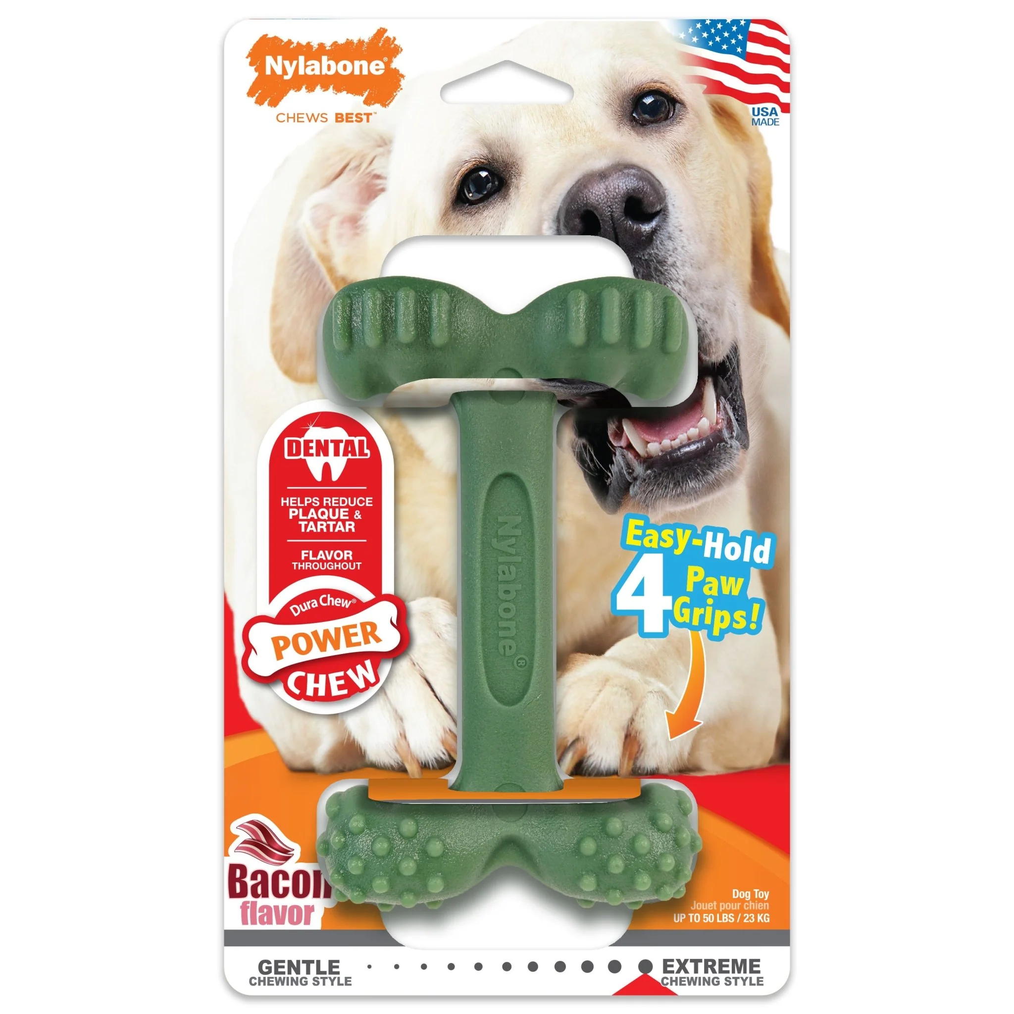Power Chew Easy-Hold Dog Dental Chew Toy, Bacon, Large/Giant, Up to 50 lbs - Image 1