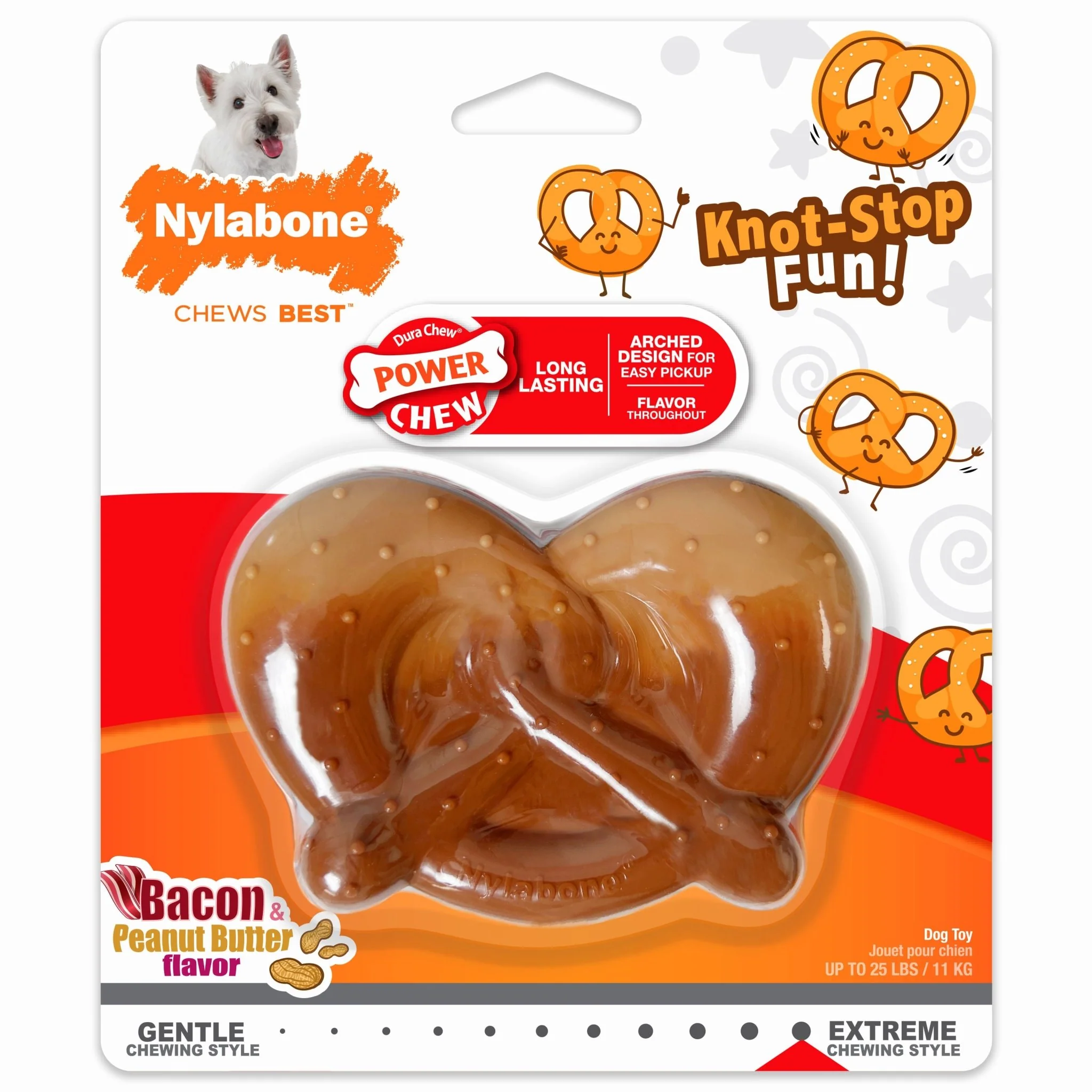 Power Chew Pretzel Dog Toy, Bacon & Peanut Butter, Small/Regular, Up to 25 Ibs. - Image 1