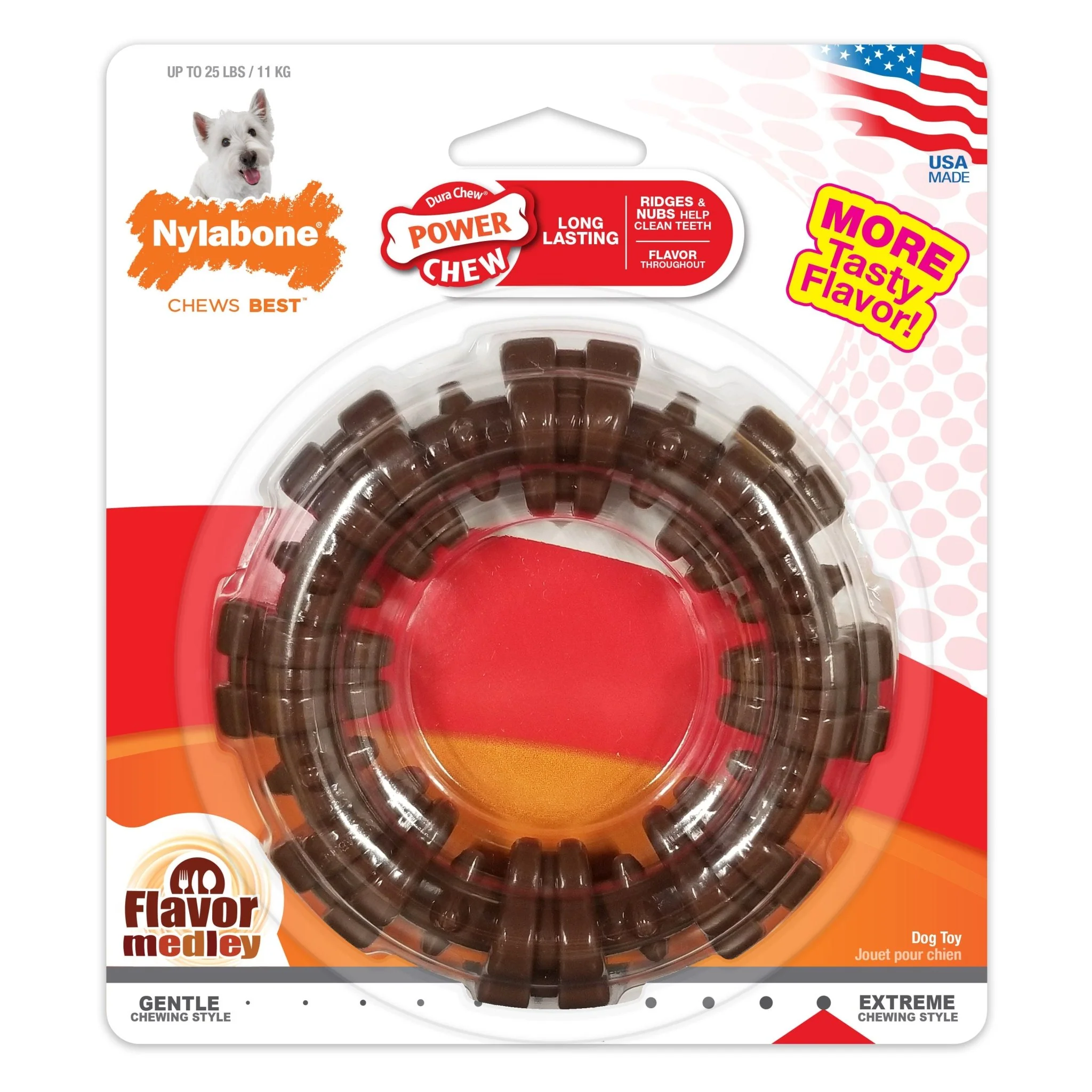 Power Chew Textured Dog Ring, Flavor Medley, Small/Regular, Up to 25 Ibs - Image 1