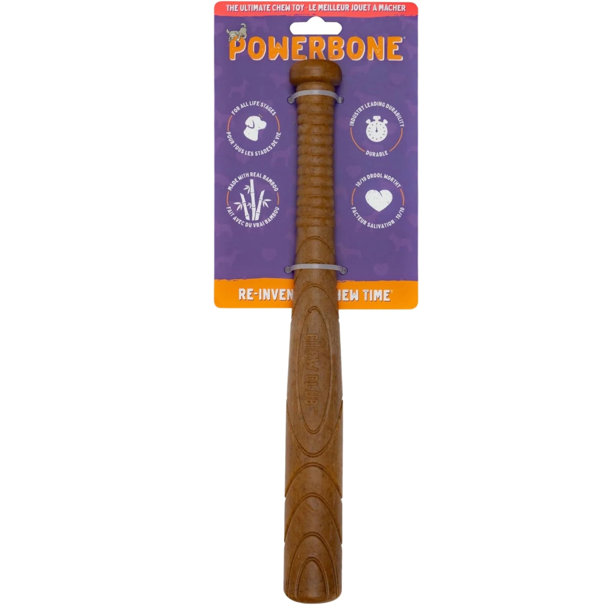 Powerbone Baseball Bat Dog Chew Toy for Power Chewers, 12" - Image 1