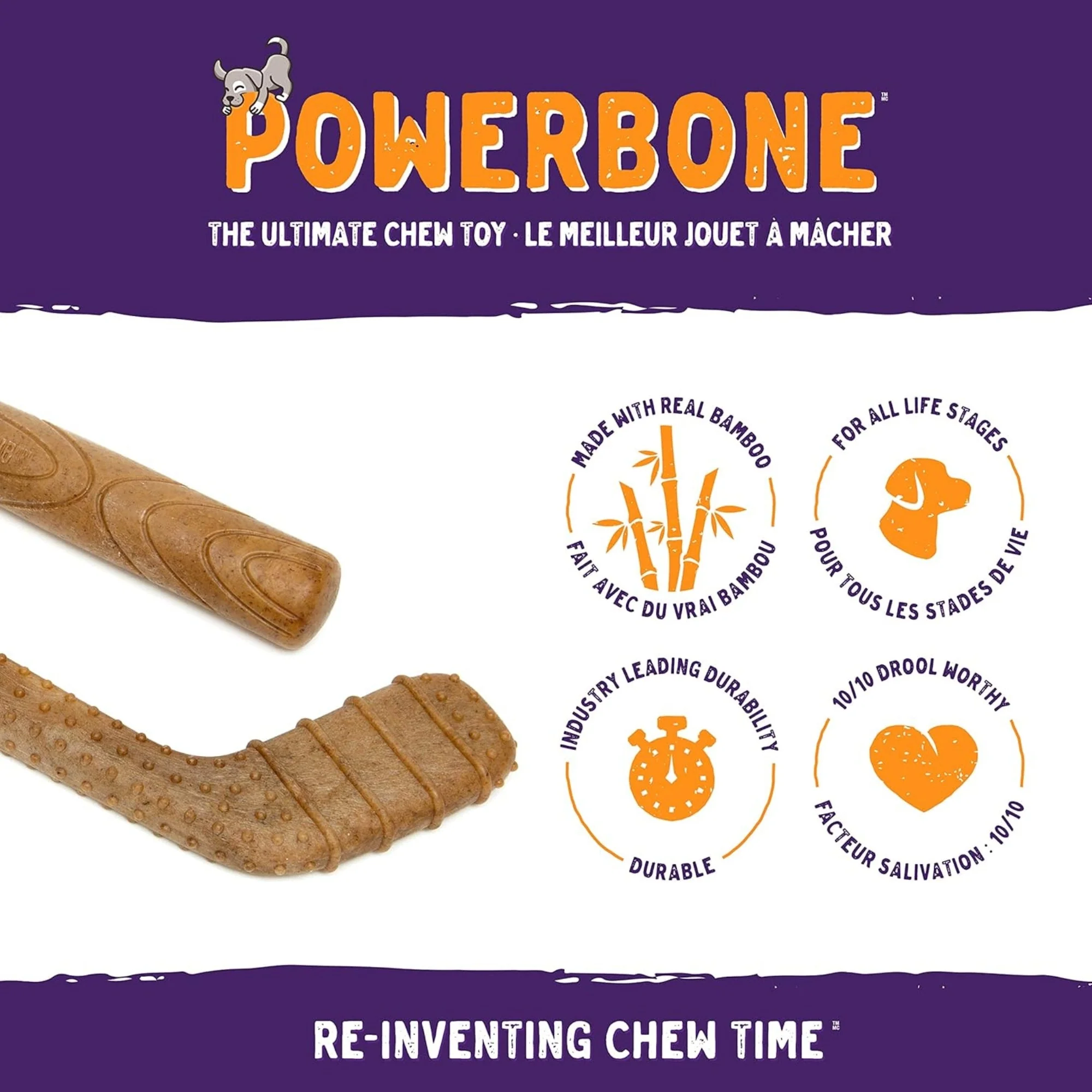 Powerbone Hockey Stick Dog Chew Toy for Power Chewers 12" - Image 2