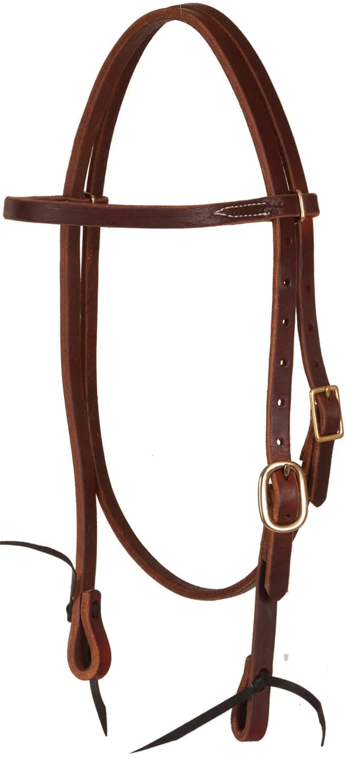 Oxbow Tack Premium Harness Leather Pre-Oiled Browband Headstall - Image 1
