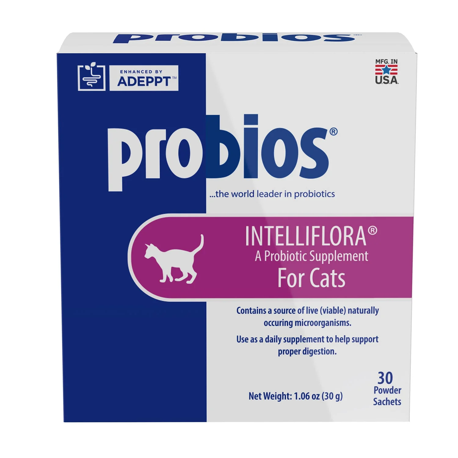 Probios Intelliflora Probiotic Supplement For Cats, 30 Pack - Image 1