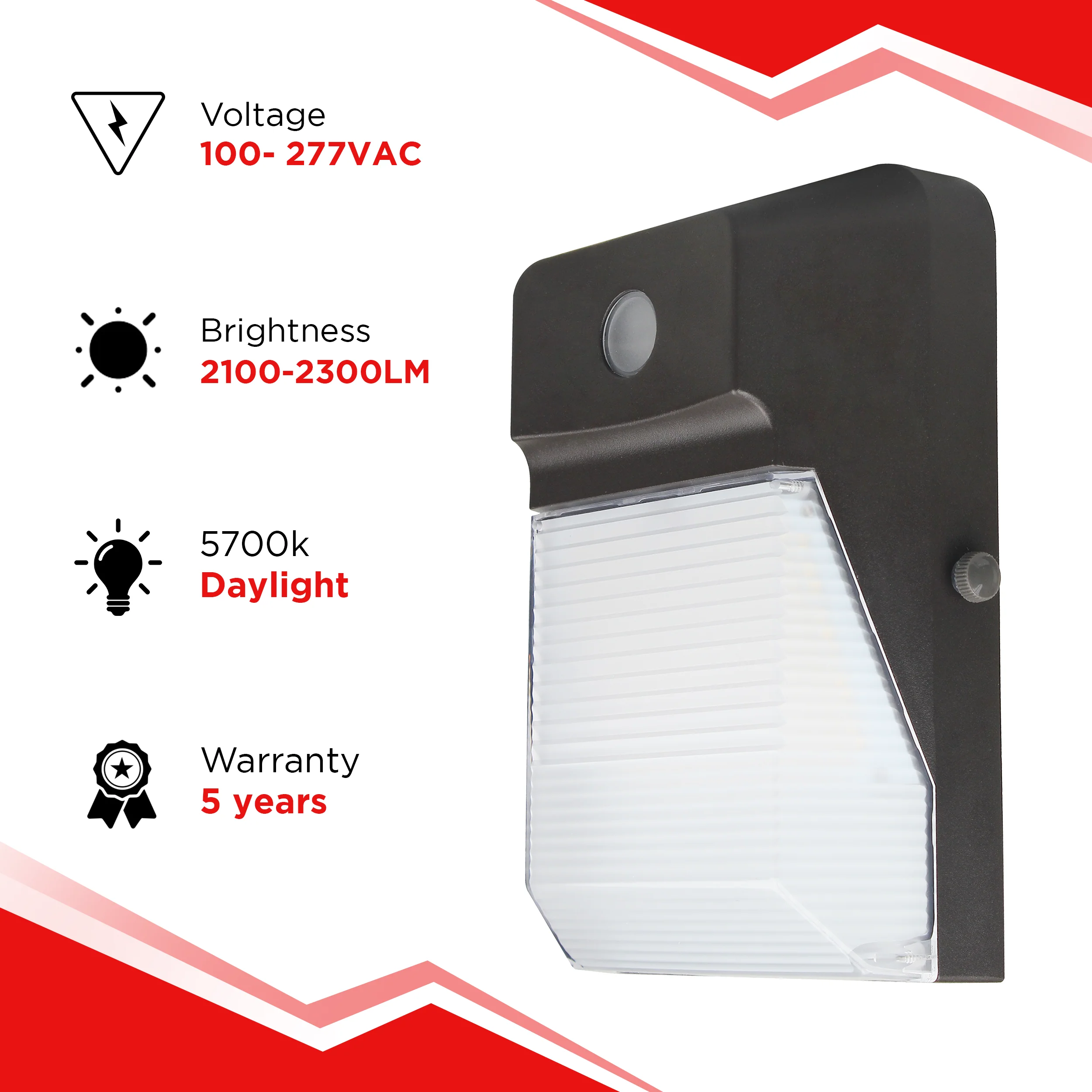 20W LED Mini Wall Pack - 2300 lumens - IP65 UL Listed - Image 2
