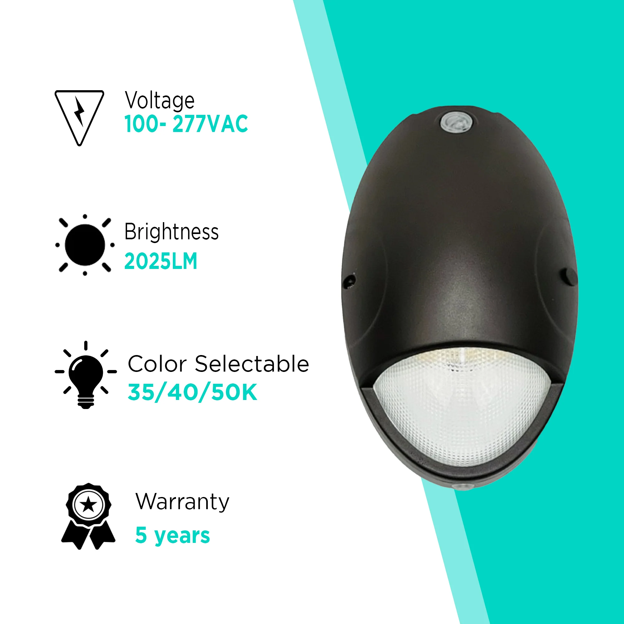 15W LED D Bell Outdoor Emergency Wall Pack - 2025 lumens - Selectable CCT -35K/4K/5K #359 - Image 2