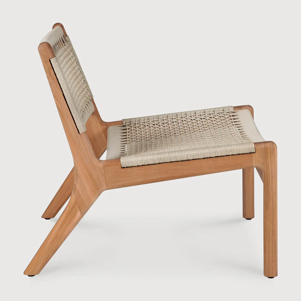Jack Woven Outdoor Lounge Chair | Teak | Beige Cord - Image 3
