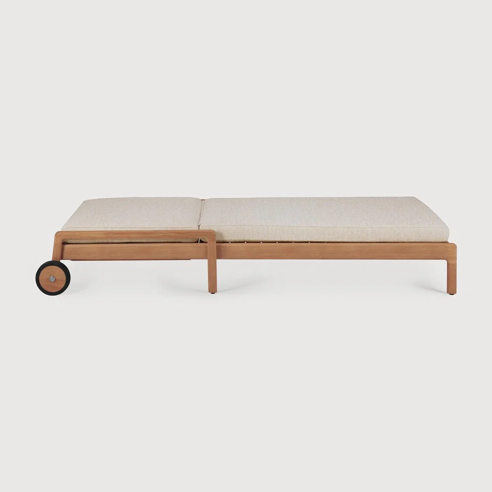 Jack Outdoor Adjustable Lounger | Teak | Natural Fabric - Image 2