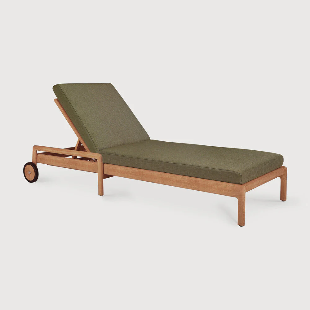 Jack Outdoor Adjustable Lounger | Teak | Green Fabric - Image 1