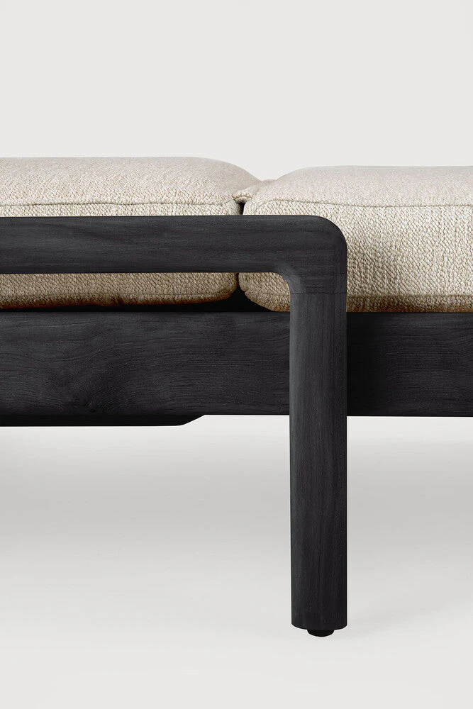 Jack Outdoor Adjustable Lounger | Varnished Teak | Black | Natural Fabric - Image 3