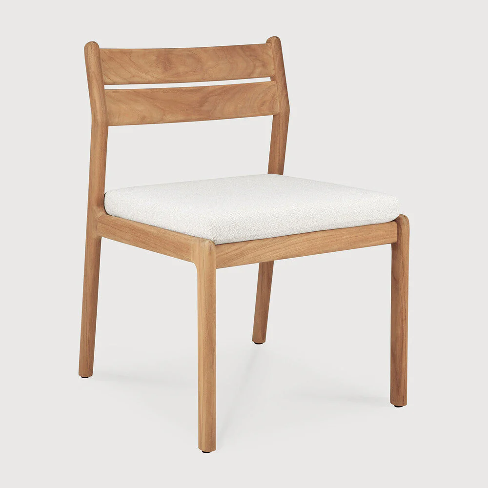 Jack Outdoor Dining Chair | Teak | Off White Fabric - Image 1
