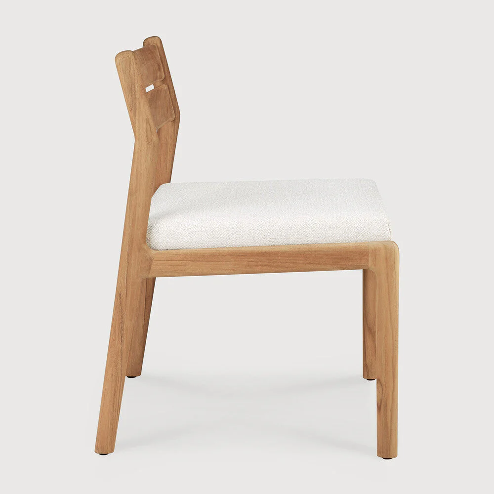 Jack Outdoor Dining Chair | Teak | Off White Fabric - Image 3