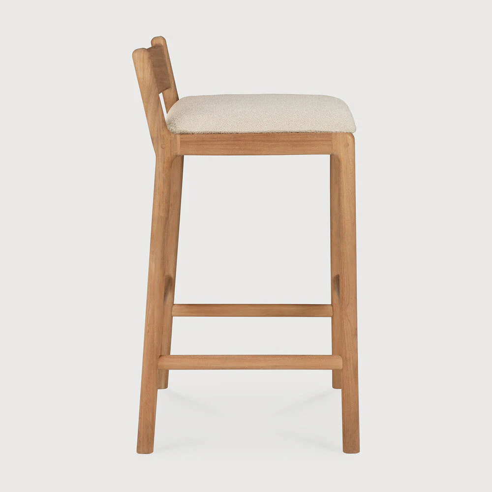 Jack Outdoor Bar Stool | Teak | Natural Fabric - Image 3