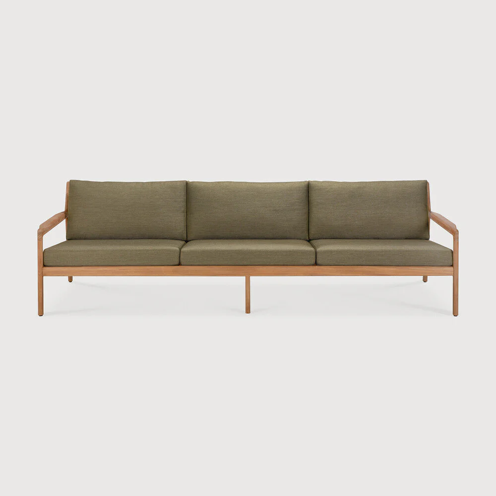 Jack Outdoor Sofa | Teak | Green Fabric | 3+ Seater - Image 2