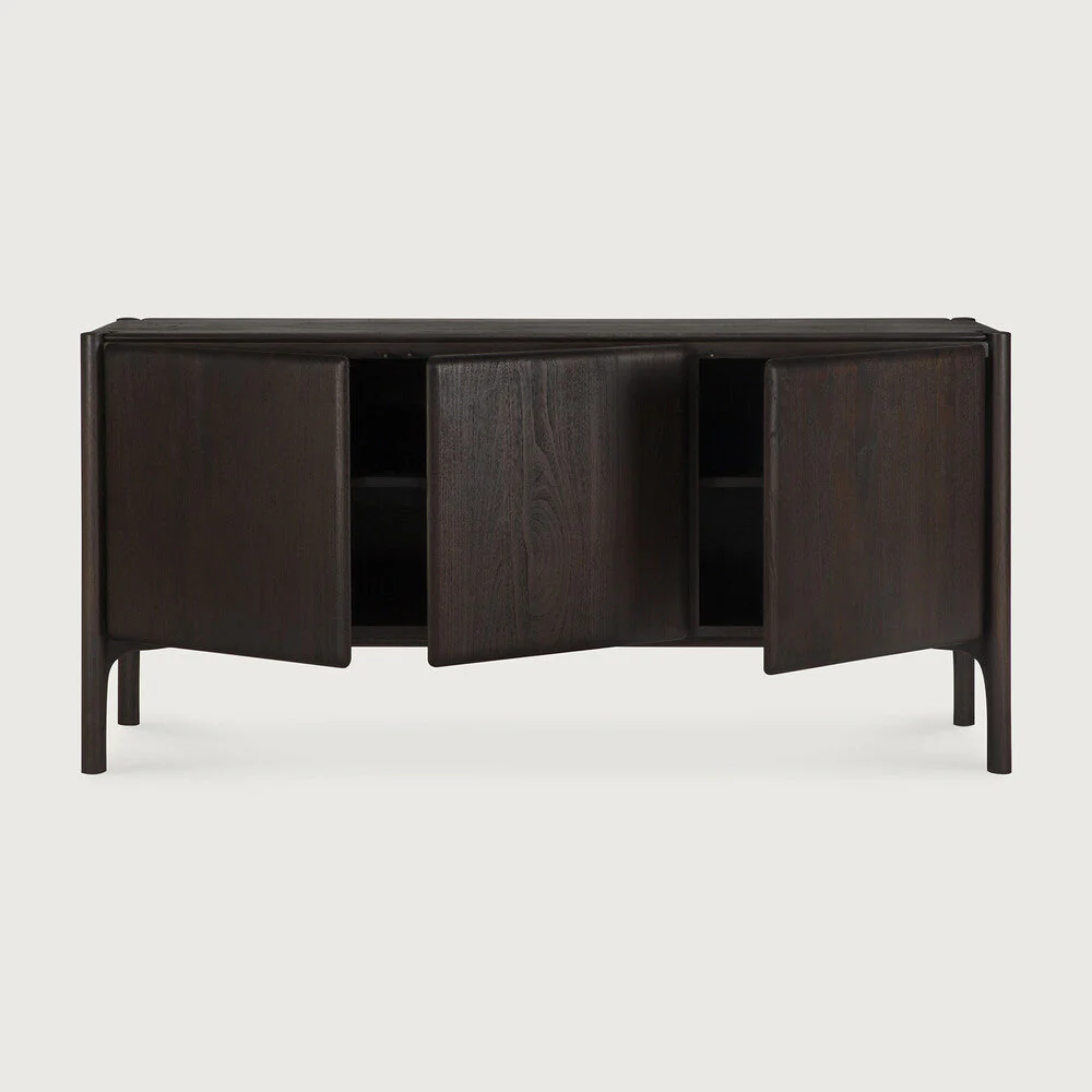 Pi Sideboard | Varnished Teak | Dark Brown | 3 Doors - Image 2