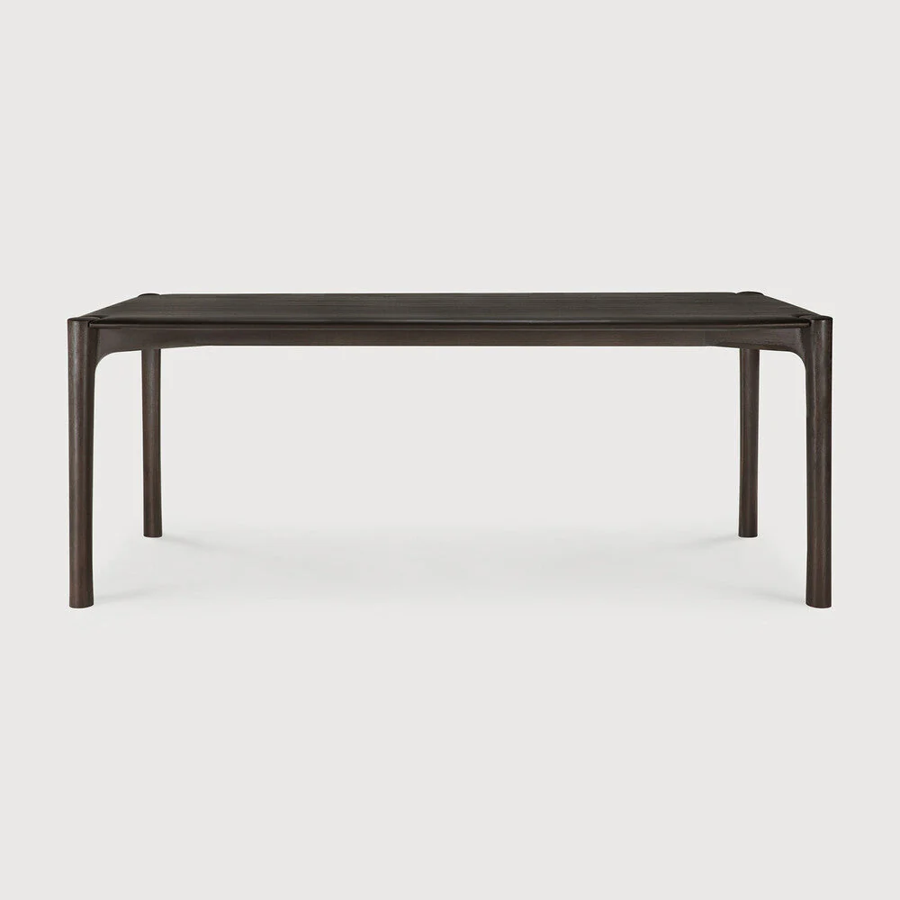 Pi Dining Table | Varnished Teak | Dark Brown | Rectangular | 79" X 37" - Image 1