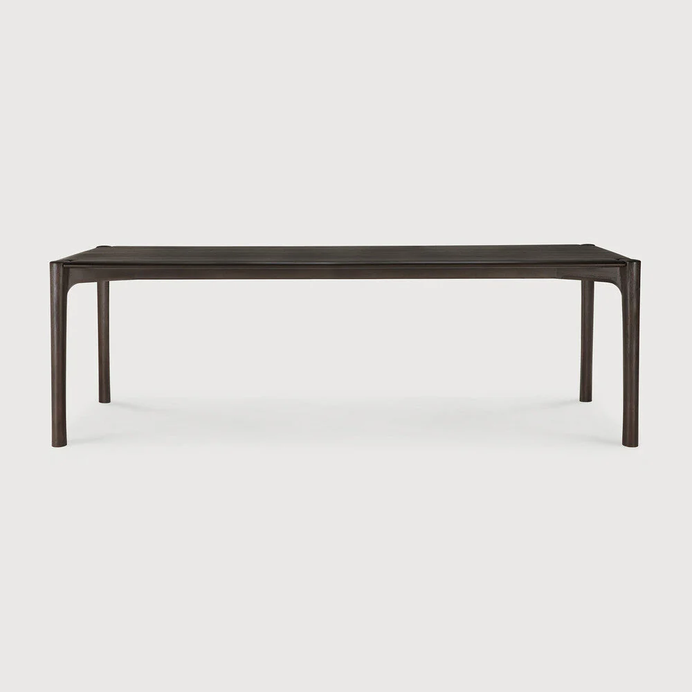 Pi Dining Table | Varnished Teak | Dark Brown | Rectangular | 94" X 39" - Image 1