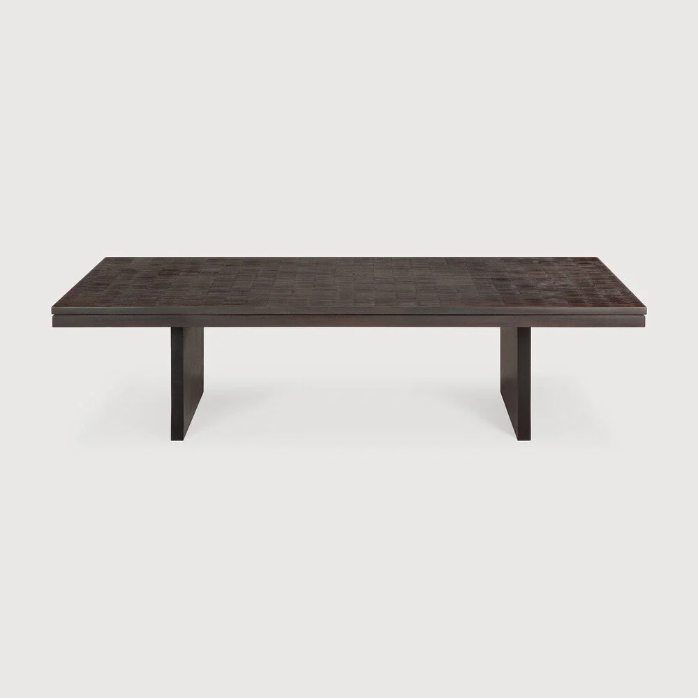 Grooves Coffee Table | Varnished Teak | Off Black | Rectangular | 53" X 26" - Image 1