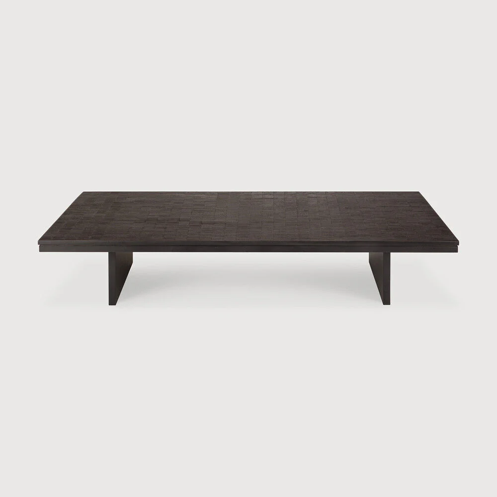 Grooves Coffee Table | Varnished Teak | Off Black | Rectangular | 67" X 47" - Image 1