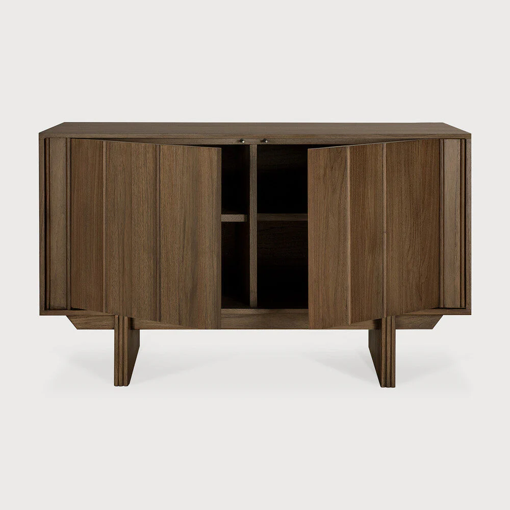 Pillar Sideboard | Varnished Teak | Wild Brown | 2 Doors - Image 3