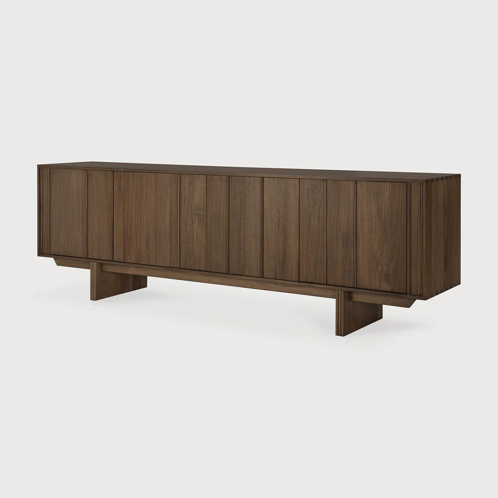 Pillar Sideboard | Varnished Teak | Wild Brown | 4 Doors - Image 2