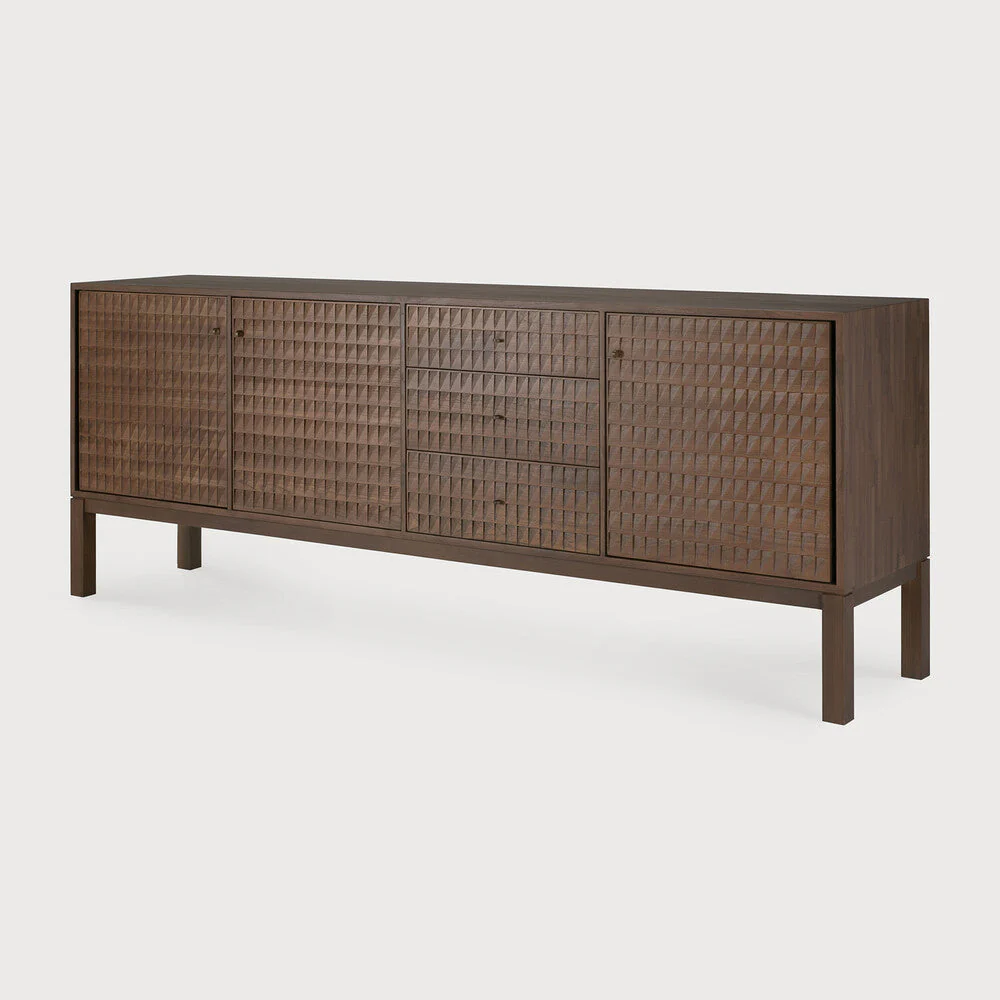 Sono Sideboard | Varnished Teak | Light Brown | 3 Doors | 3 Drawers - Image 3