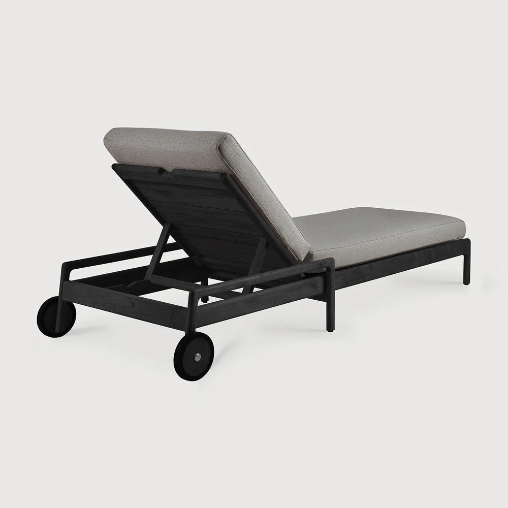 Jack Outdoor Adjustable Lounger | Varnished Teak | Black | Mocha Fabric - Image 1