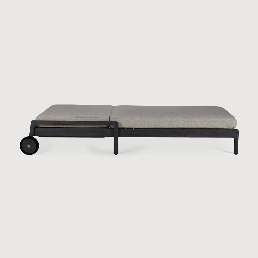 Jack Outdoor Adjustable Lounger | Varnished Teak | Black | Mocha Fabric - Image 3