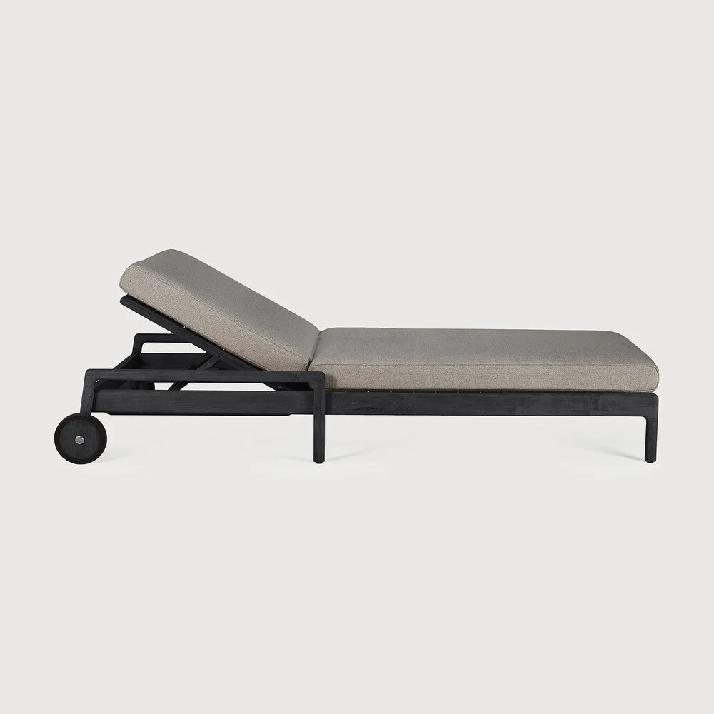 Jack Outdoor Adjustable Lounger | Varnished Teak | Black | Mocha Fabric - Image 2