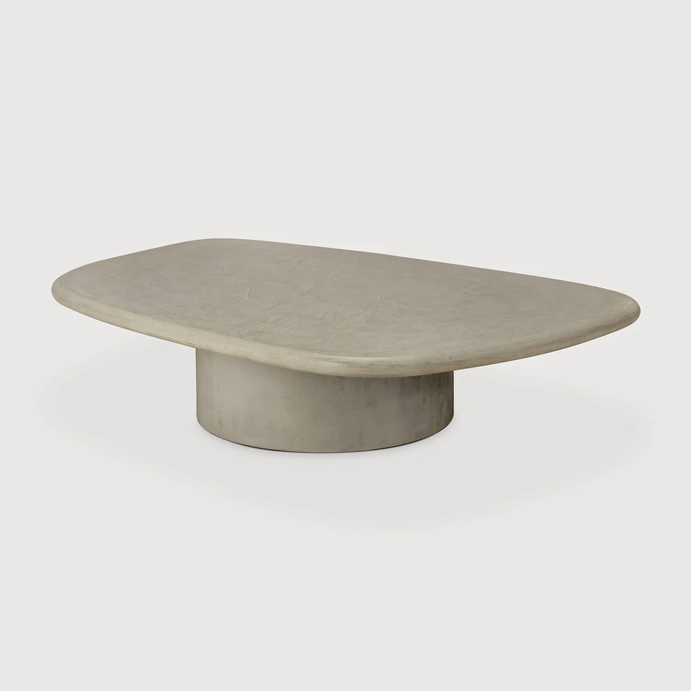 Elements Outdoor Coffee Table | Varnished Concrete | Light Grey | Pebble Shape - Image 2