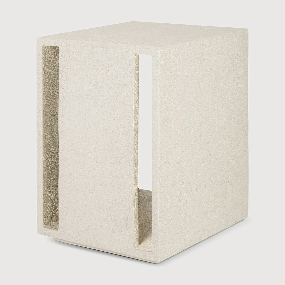 Elements Bedside Table | Varnished Microcement | Off White - Image 3