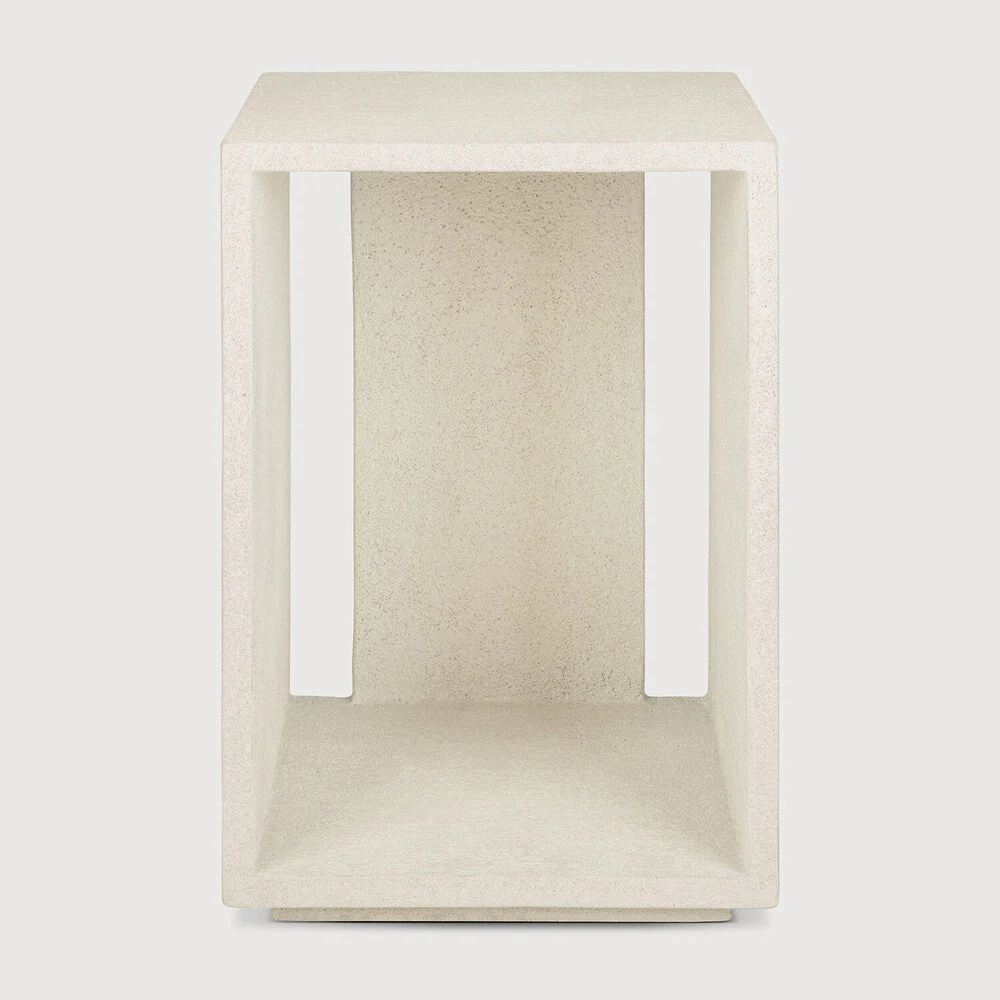 Elements Bedside Table | Varnished Microcement | Off White - Image 1