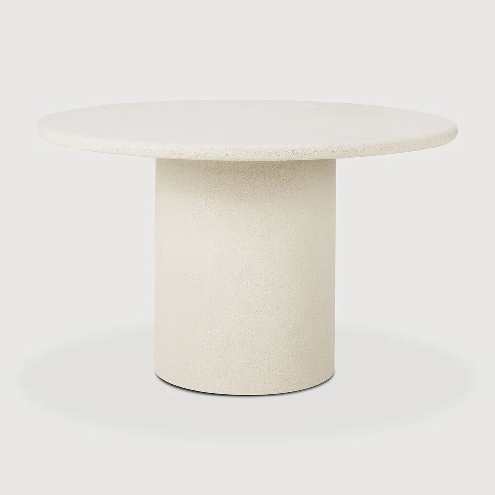 Elements Dining Table | Varnished Microcement | Off White | Round | 49" X 49" - Image 1