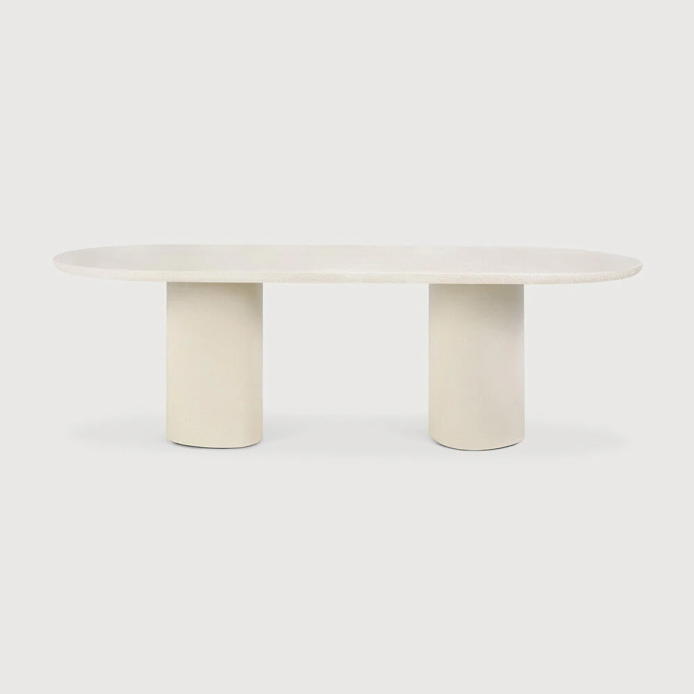 Elements Dining Table | Varnished Microcement | Off White | Oblong - Image 1