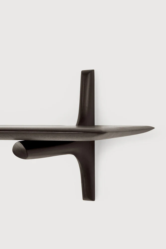 Pi Wall Shelf | Varnished Mahogany | Dark Brown | 1 Shelf | 66" X 14" - Image 2