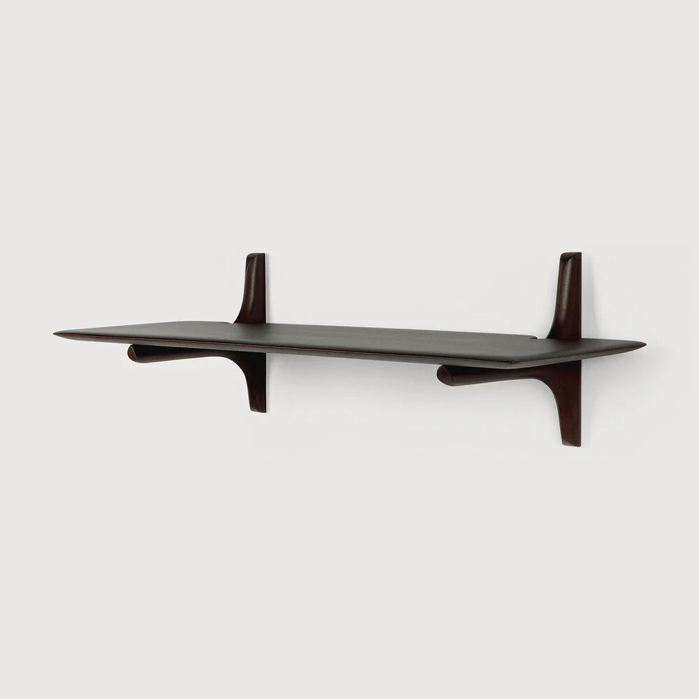 Pi Wall Shelf | Varnished Mahogany | Dark Brown | 1 Shelf | 39″ X 14″