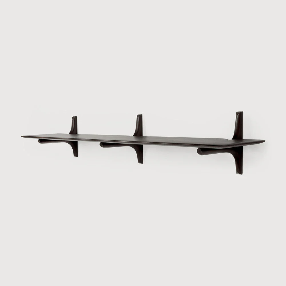 Pi Wall Shelf | Varnished Mahogany | Dark Brown | 1 Shelf | 66″ X 14″