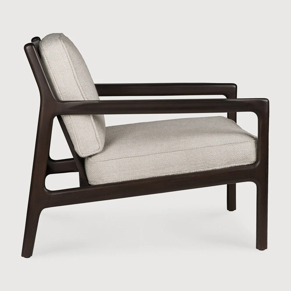 Jack Lounge Chair | Varnished Mahogany | Dark Brown | Ivory Fabric - Image 2